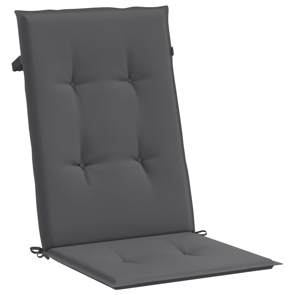 Garden chair cushions for high-back chairs 2 pieces. Anthracite 120x50x3 cm