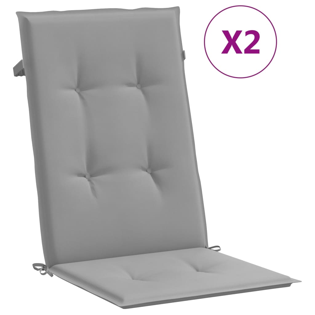 Garden chair cushions for high-back chairs 2 pieces. Gray 120x50x3cm fabric