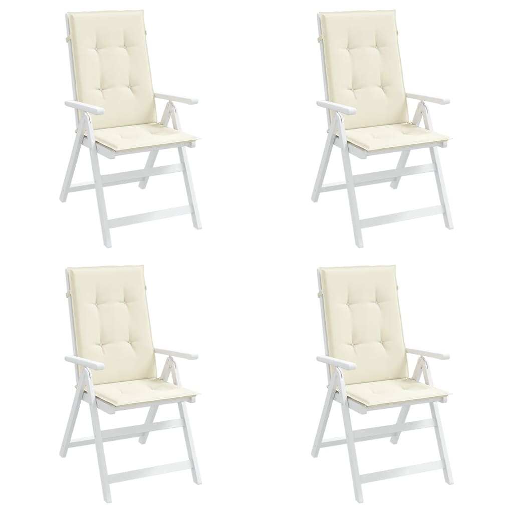 Garden chair cushions for high-back chairs 4 pieces. Cream 120x50x3cm fabric