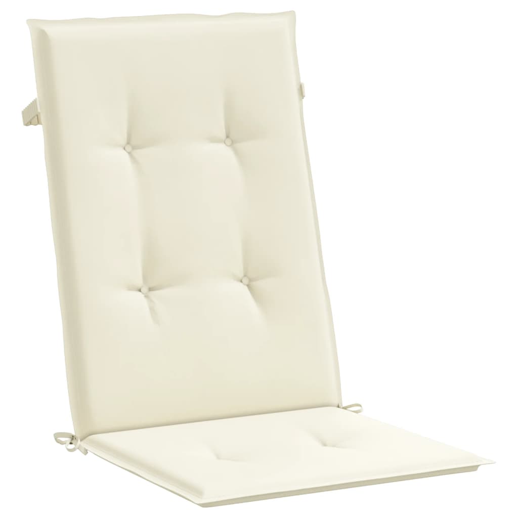 Garden chair cushions for high-back chairs 4 pieces. Cream 120x50x3cm fabric