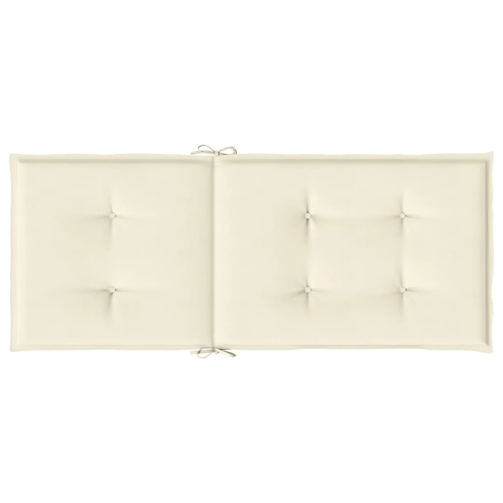 Garden chair cushions for high-back chairs 4 pieces. Cream 120x50x3cm fabric