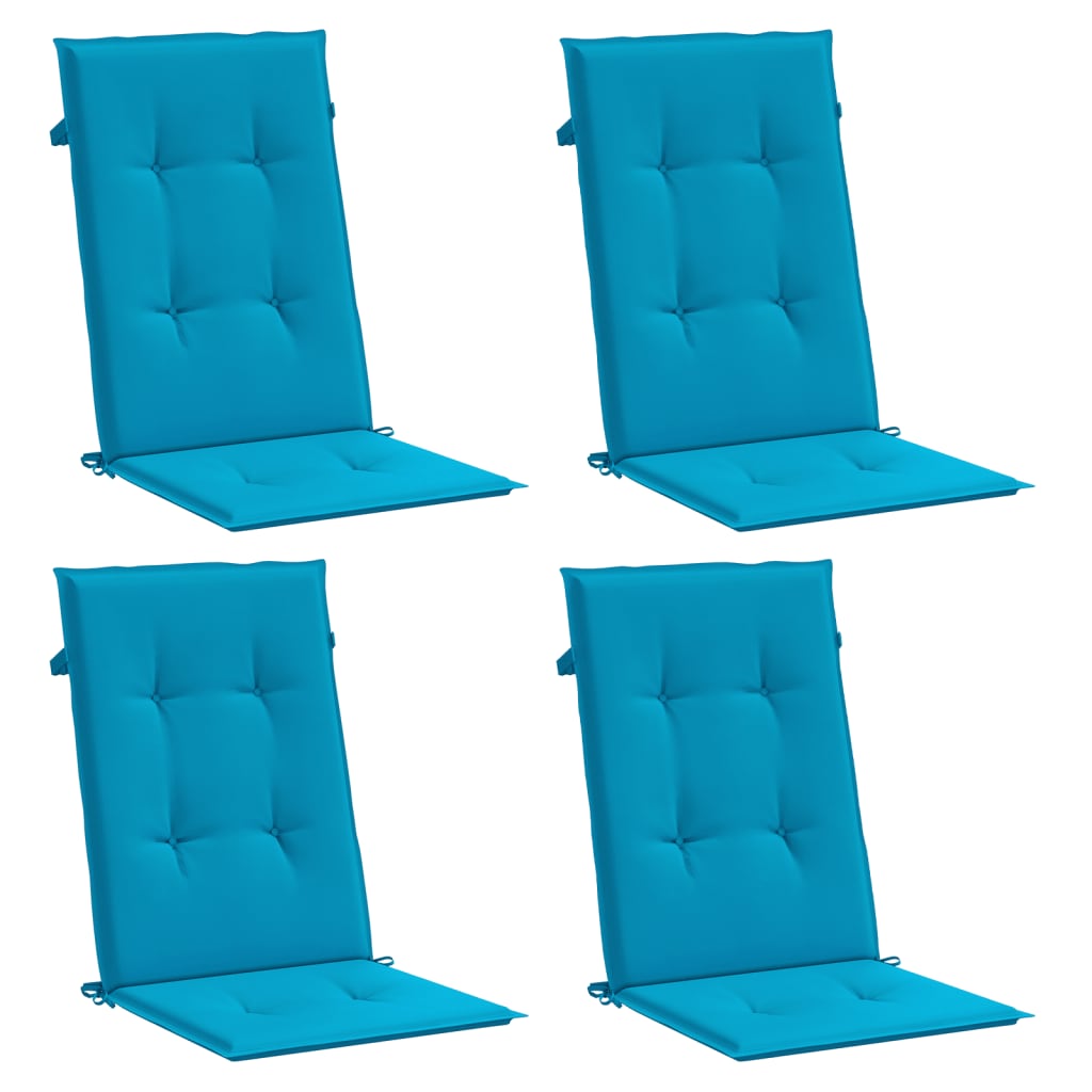 Garden chair cushions for high-back chairs 4 pieces. Blue 120x50x3cm fabric