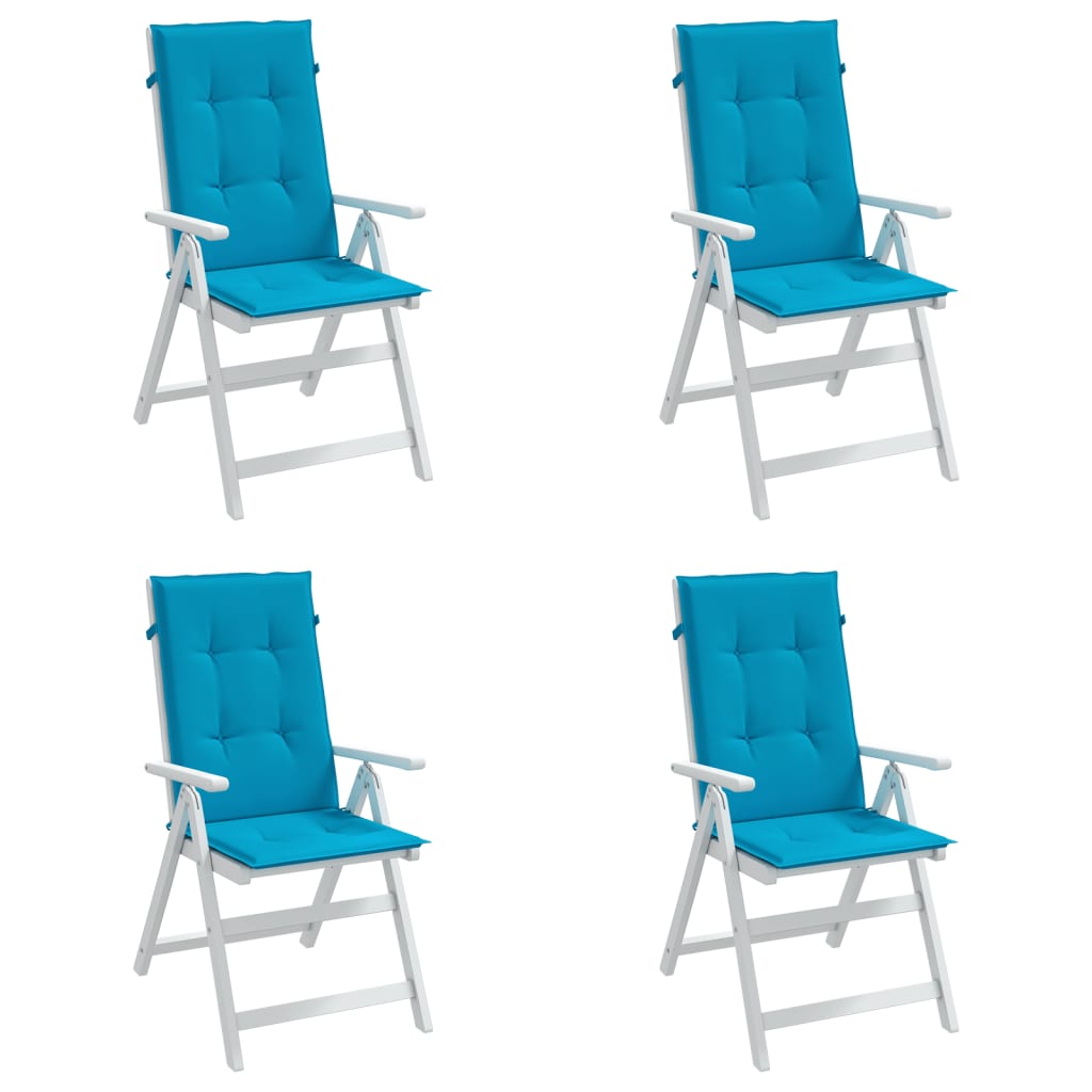 Garden chair cushions for high-back chairs 4 pieces. Blue 120x50x3cm fabric