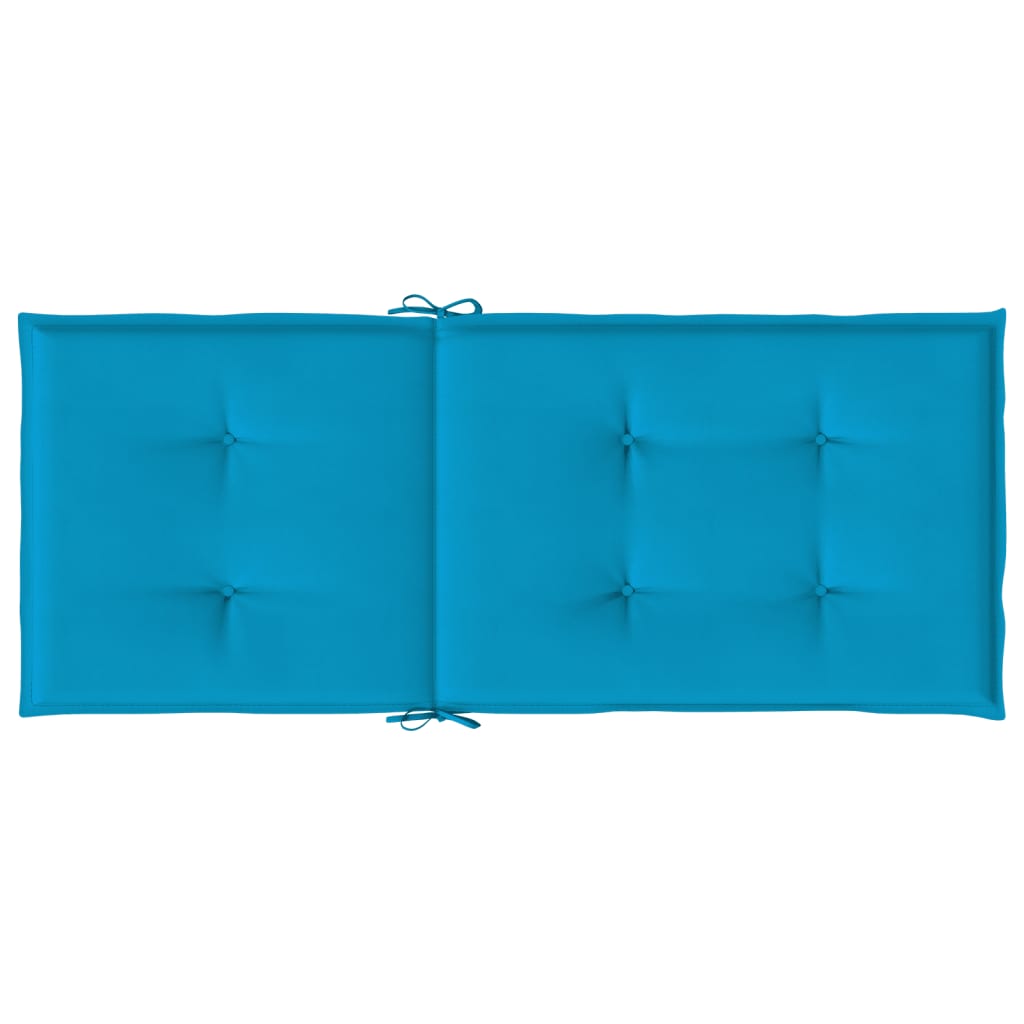 Garden chair cushions for high-back chairs 4 pieces. Blue 120x50x3cm fabric