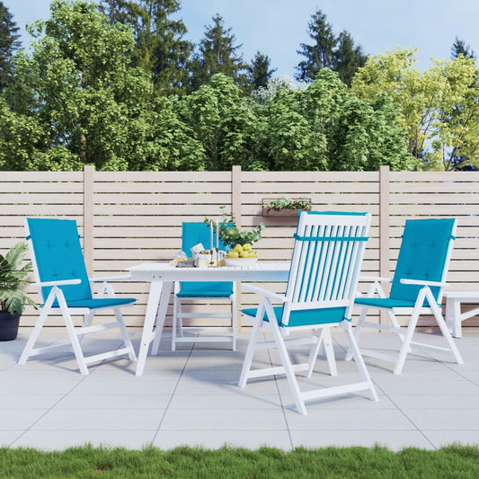 Coussins de chaise de jardin pour chaises à dossier haut 4 pièces Tissu bleu 120x50x3cm