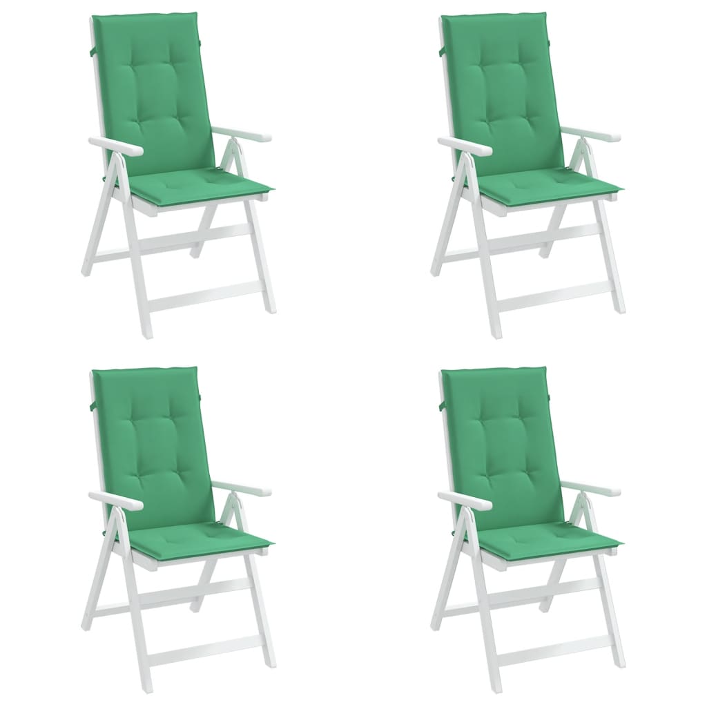 Garden chair cushions for high-back chairs 4 pieces. Green 120x50x3cm fabric