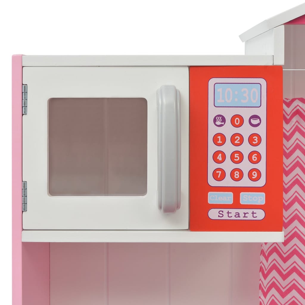 Jouet cuisine bois 82×30×100 cm rose et blanc