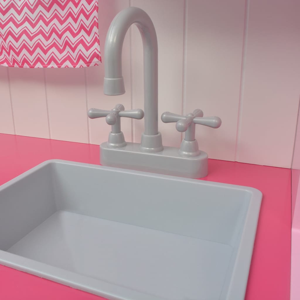 Jouet cuisine bois 82×30×100 cm rose et blanc