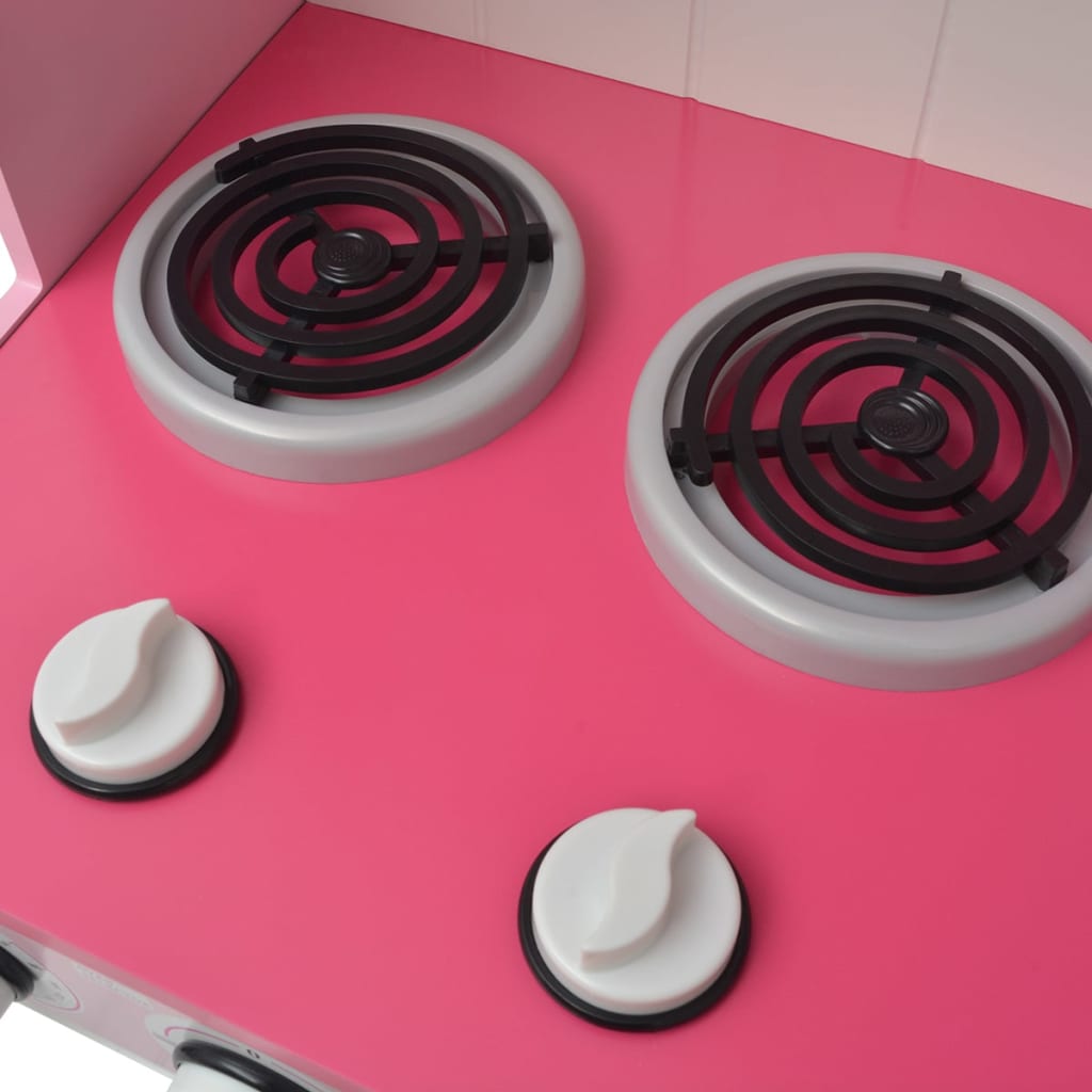 Jouet cuisine bois 82×30×100 cm rose et blanc