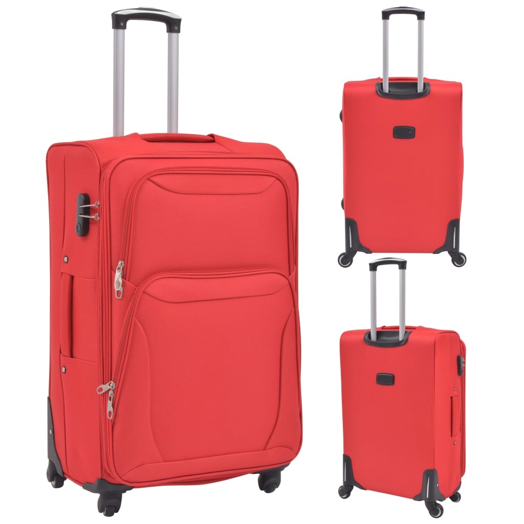3 pcs. Soft luggage trolley set red