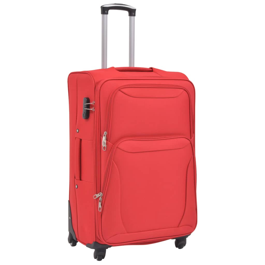 3 pcs. Soft luggage trolley set red