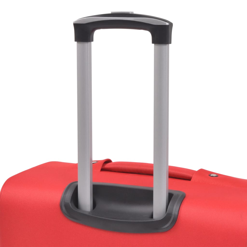 3 pcs. Soft luggage trolley set red