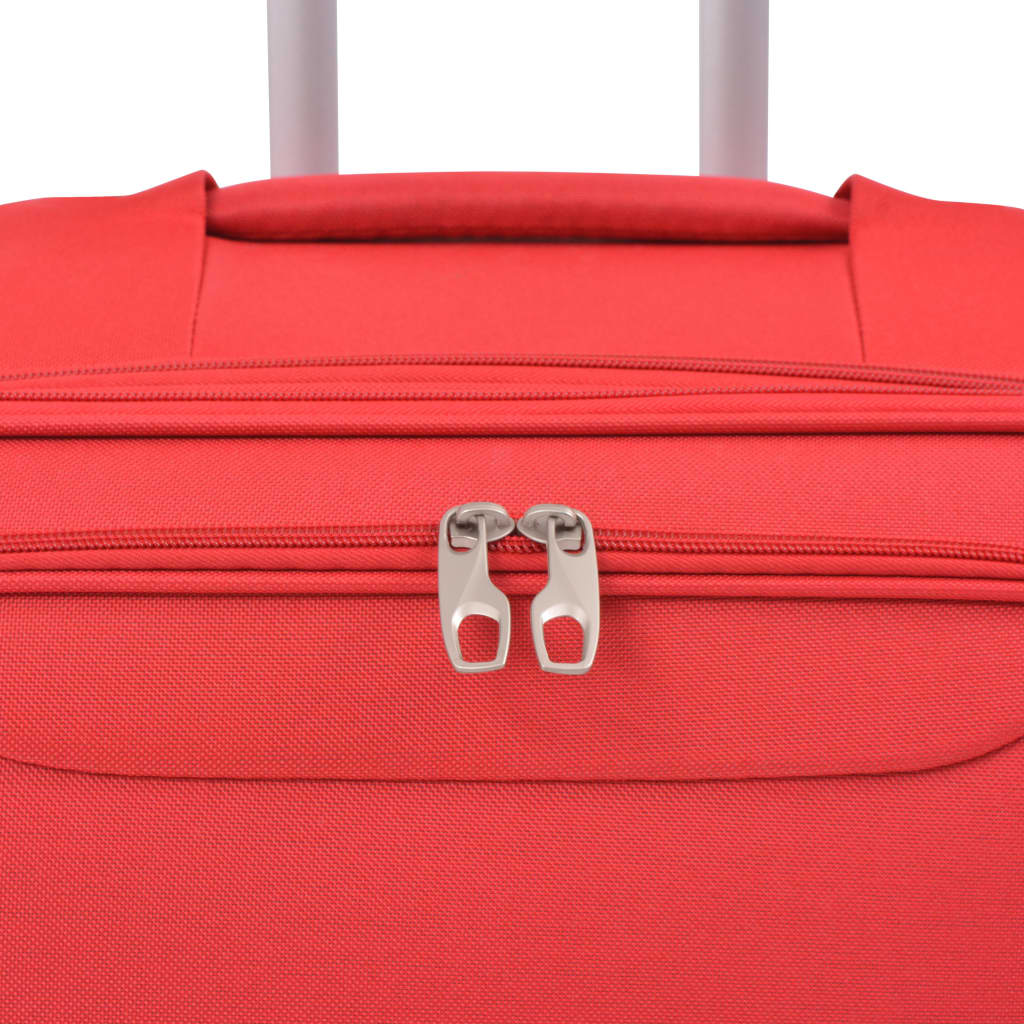 3 pcs. Soft luggage trolley set red