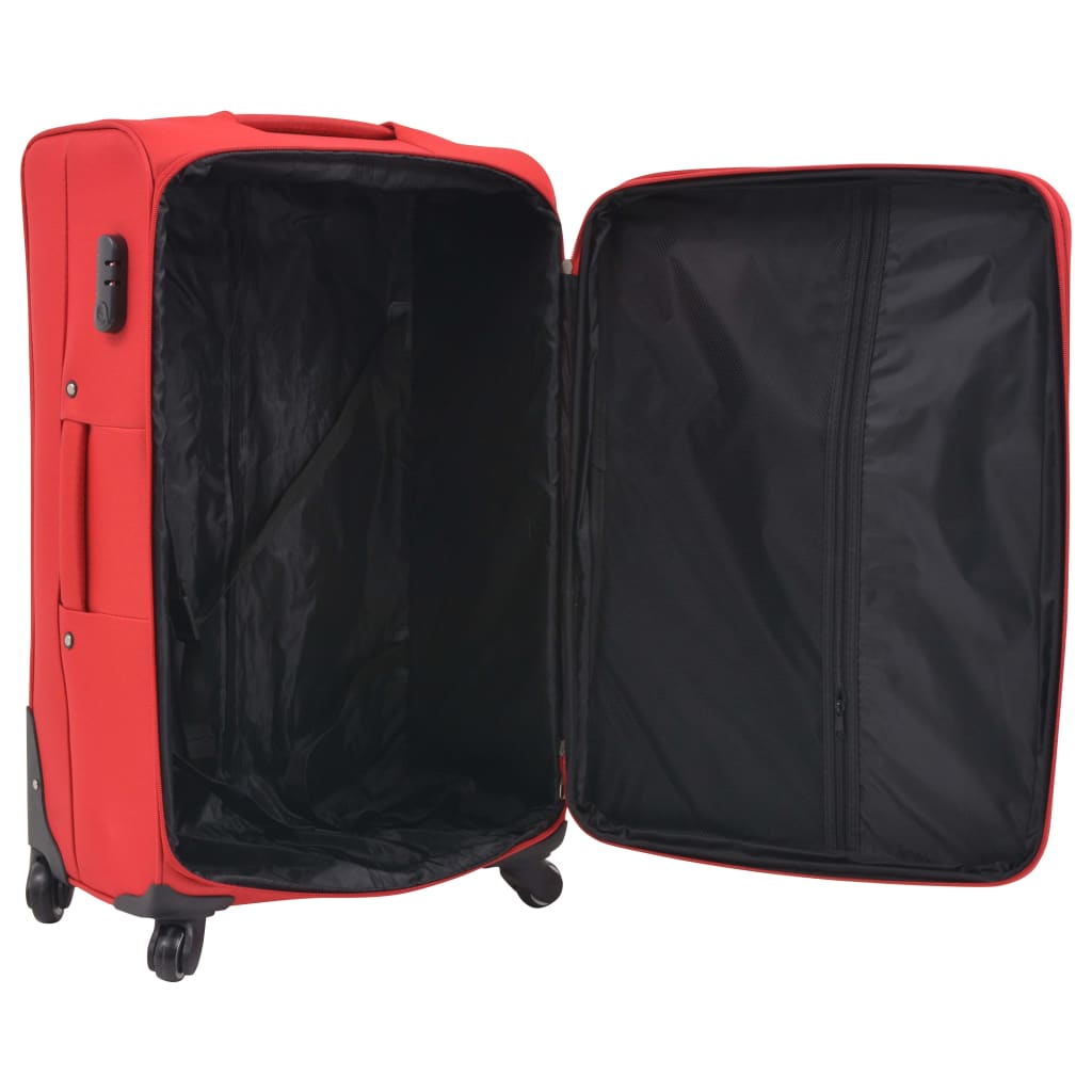 3 pcs. Soft luggage trolley set red