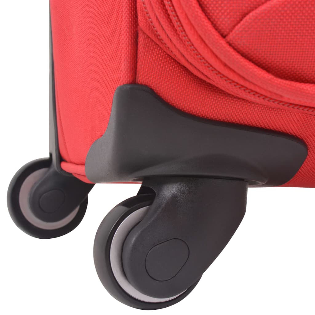 3 pcs. Soft luggage trolley set red