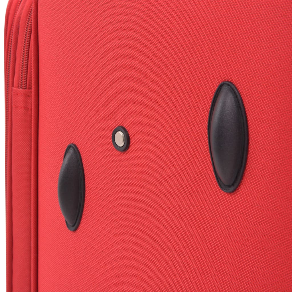 3 pcs. Soft luggage trolley set red