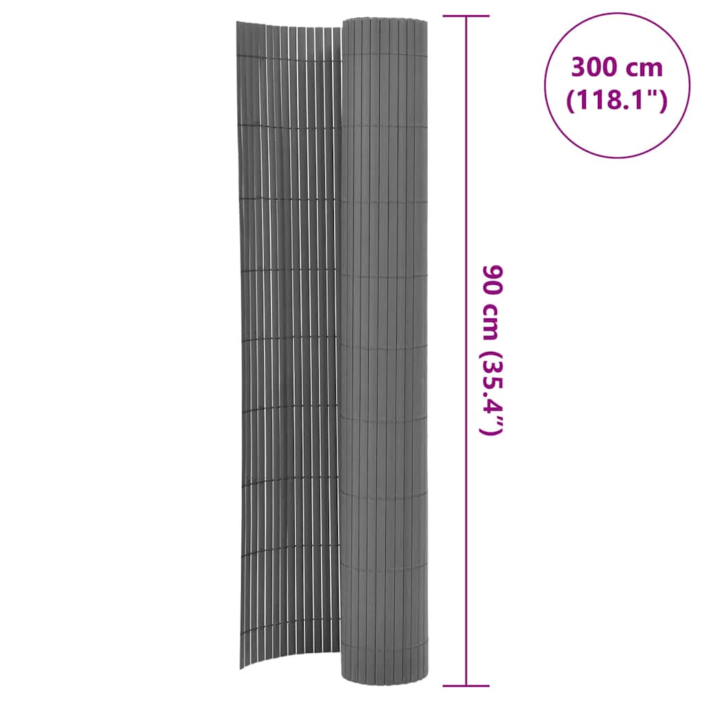 Garden fence double-sided PVC 90 x 300 cm gray