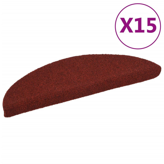 15 pcs. Self-adhesive stair mats needle felt 56x17x3cm red