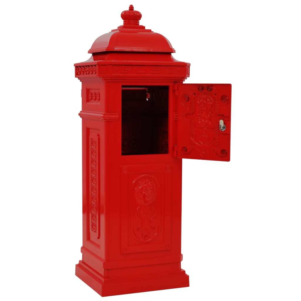 Column mailbox aluminum vintage style rustproof red