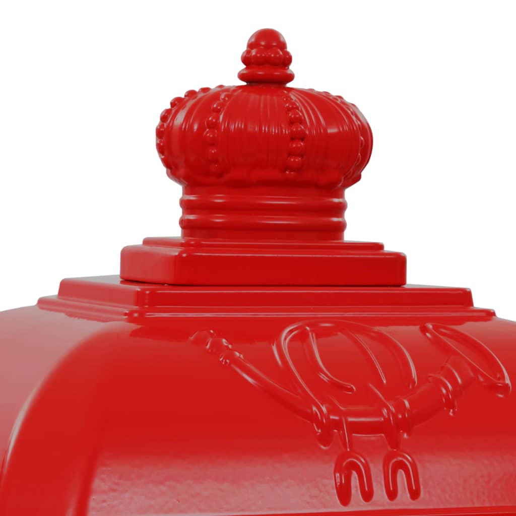 Column mailbox aluminum vintage style rustproof red