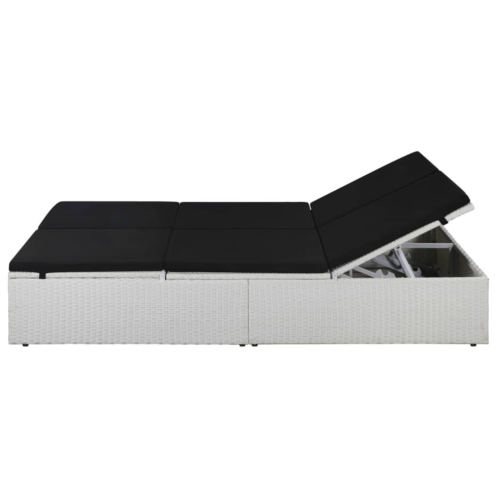 Sun lounger with cushion poly rattan black