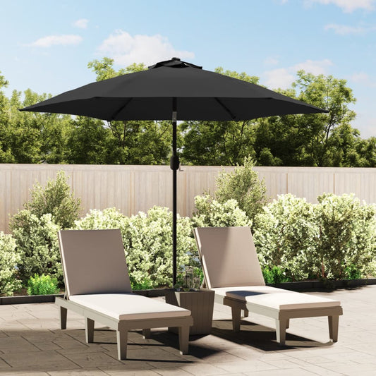 Parasol with LED lights and steel pole 300 cm anthracite
