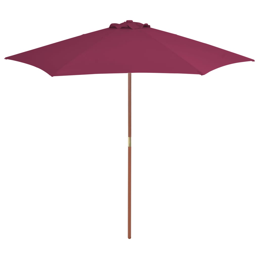 Parasol with wooden pole 270 cm Bordeaux red