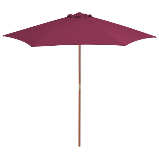 Parasol with wooden pole 270 cm Bordeaux red