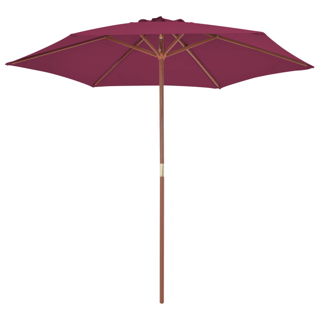 Parasol with wooden pole 270 cm Bordeaux red