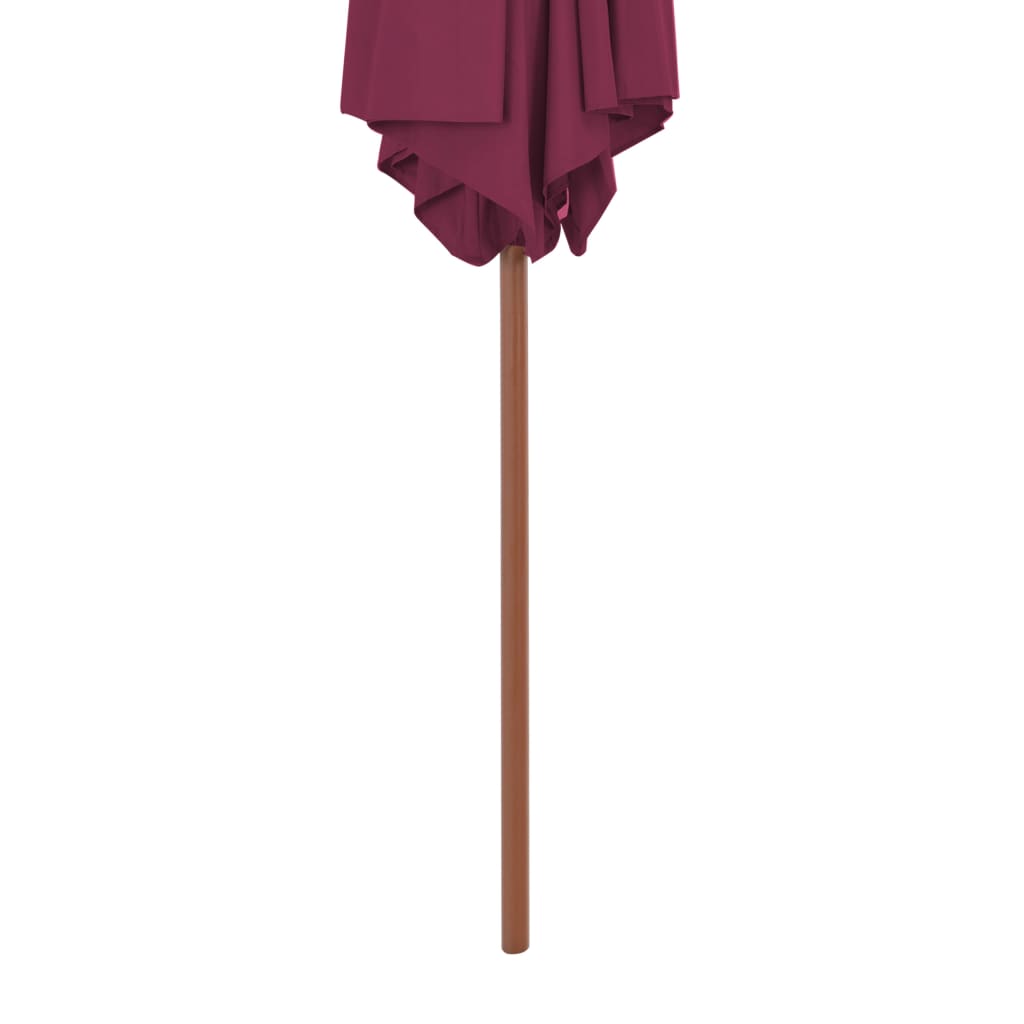 Parasol with wooden pole 270 cm Bordeaux red