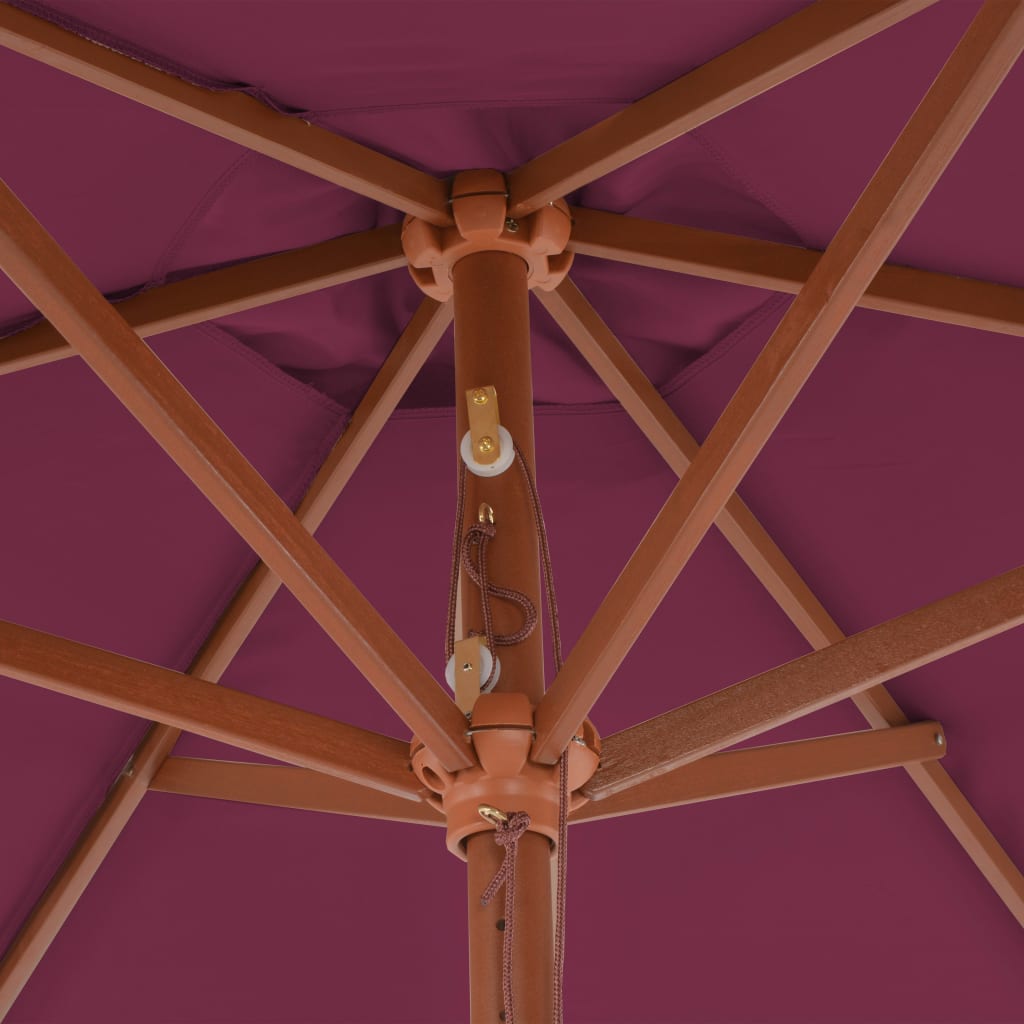 Parasol with wooden pole 270 cm Bordeaux red