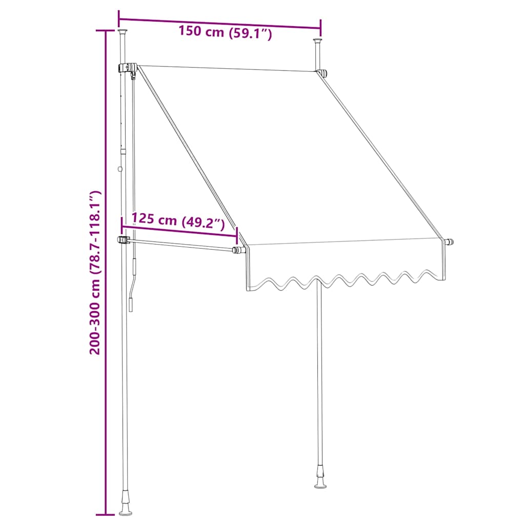 Einziehbare Markise Handbetrieben 150 cm Cremeweiß