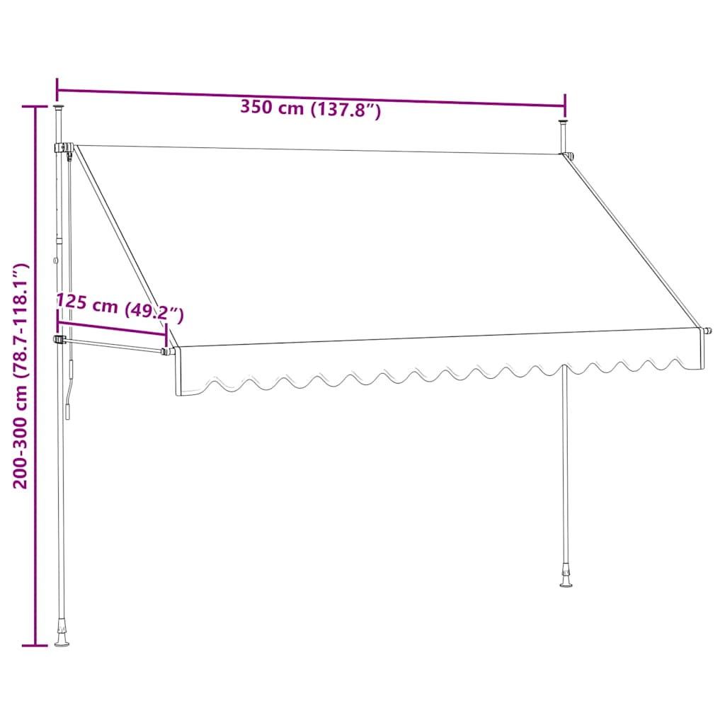 Einziehbare Markise Handbetrieben 350 cm Cremeweiß