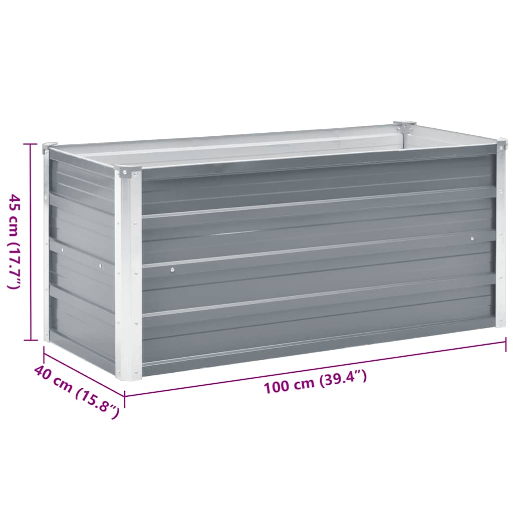 Garten-Hochbeet Verzinkter Stahl 100x40x45 cm Grau
