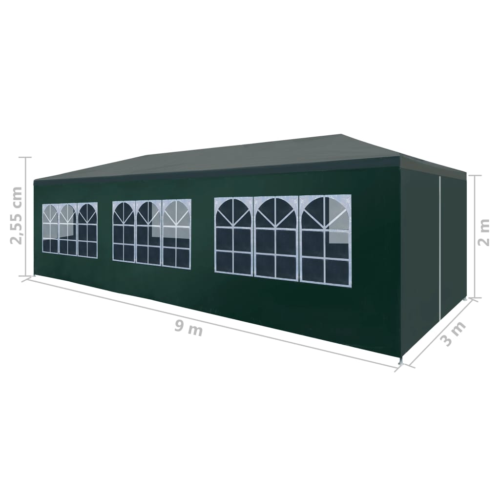 Tente de fête 3x9 m verte