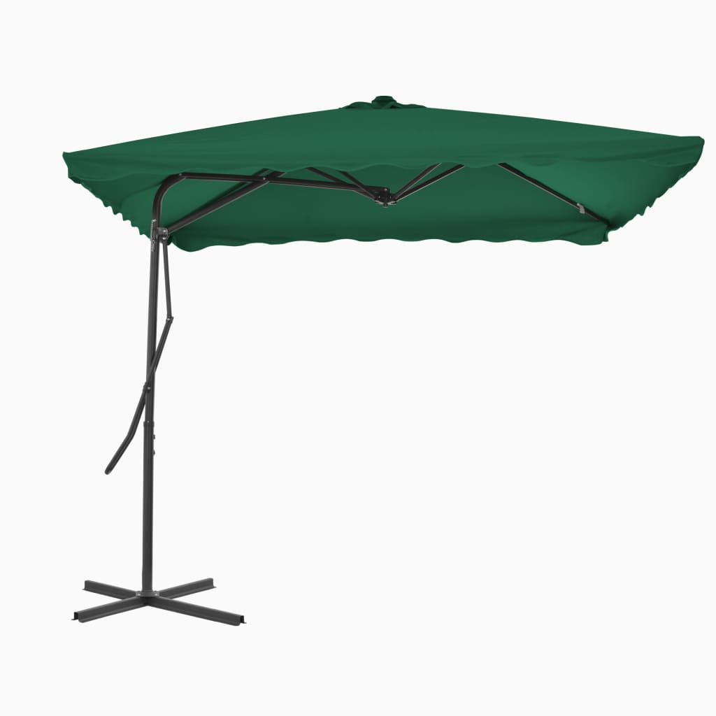 Parasol with steel pole 250×250 cm green