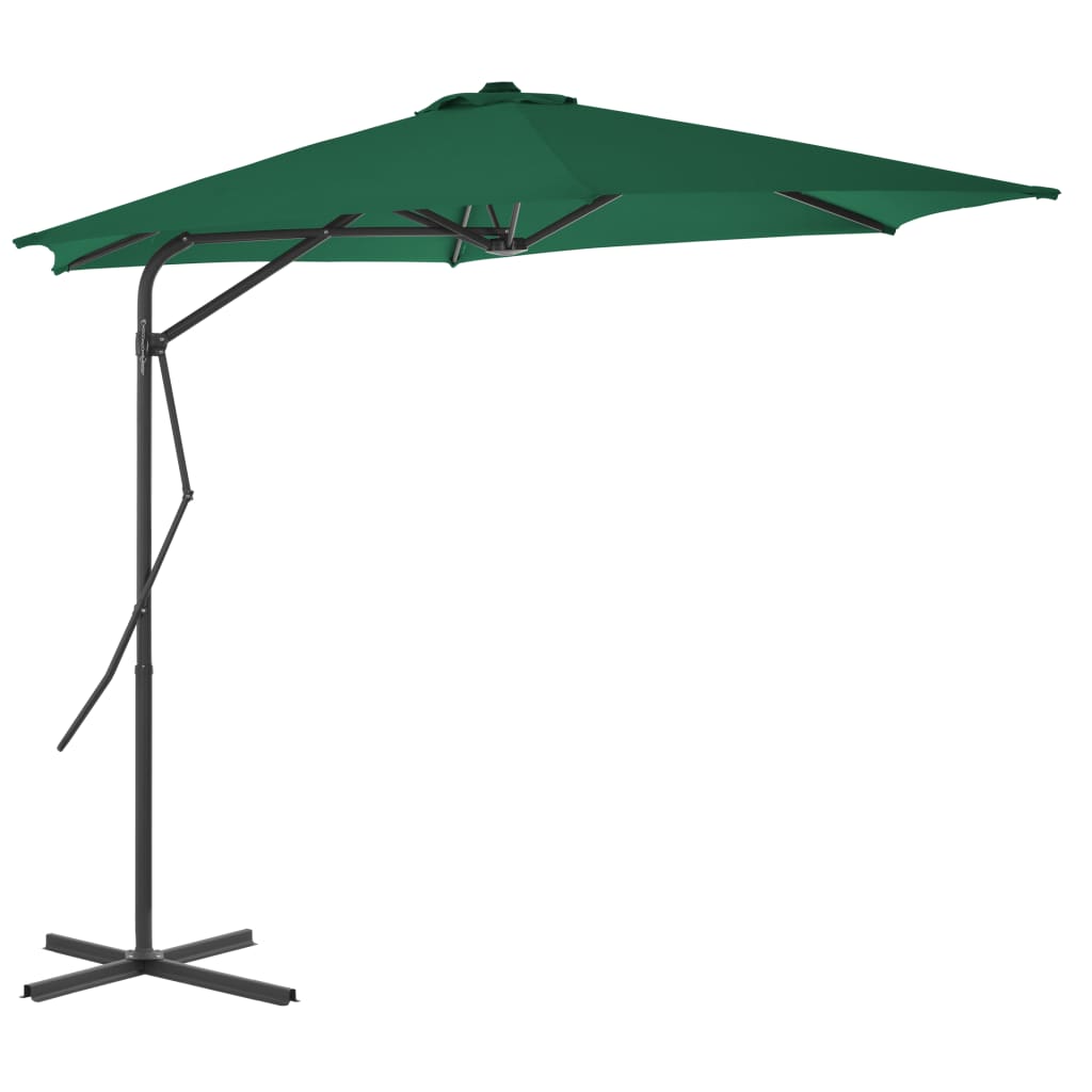 Parasol with steel pole 300 cm green