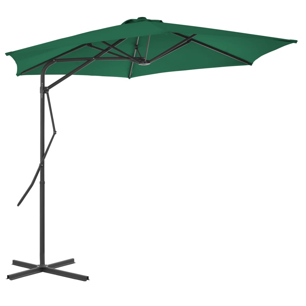 Parasol with steel pole 300 cm green