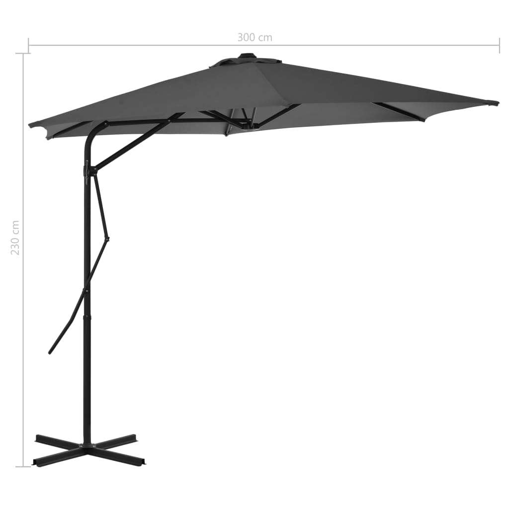 Parasol with steel pole 300 cm anthracite