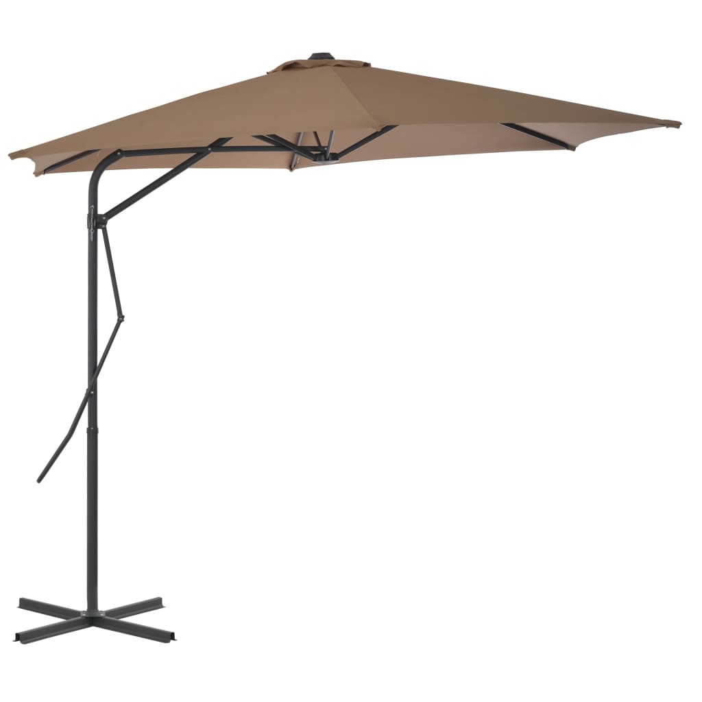 Parasol with steel pole 300 cm taupe