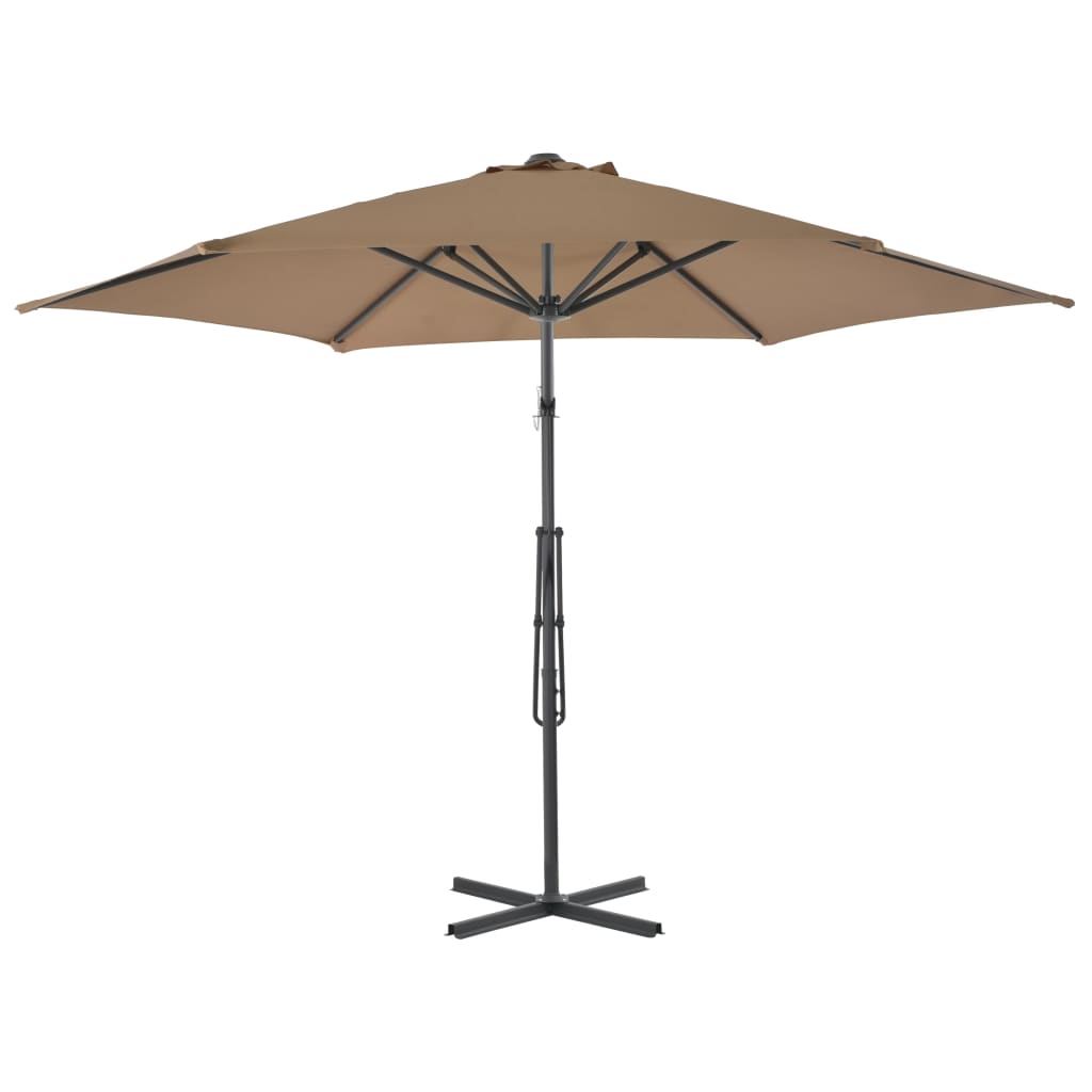 Parasol with steel pole 300 cm taupe