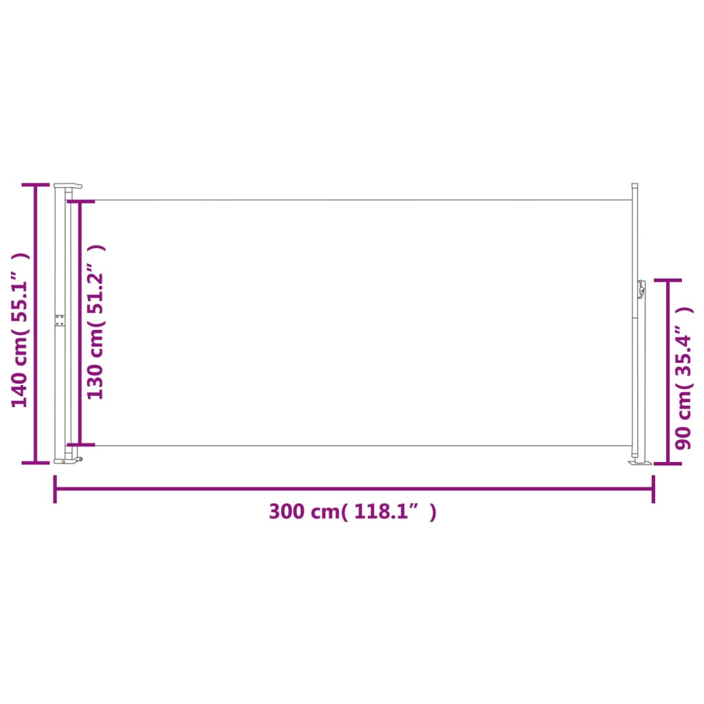 Extendable side awning 140x300 cm red