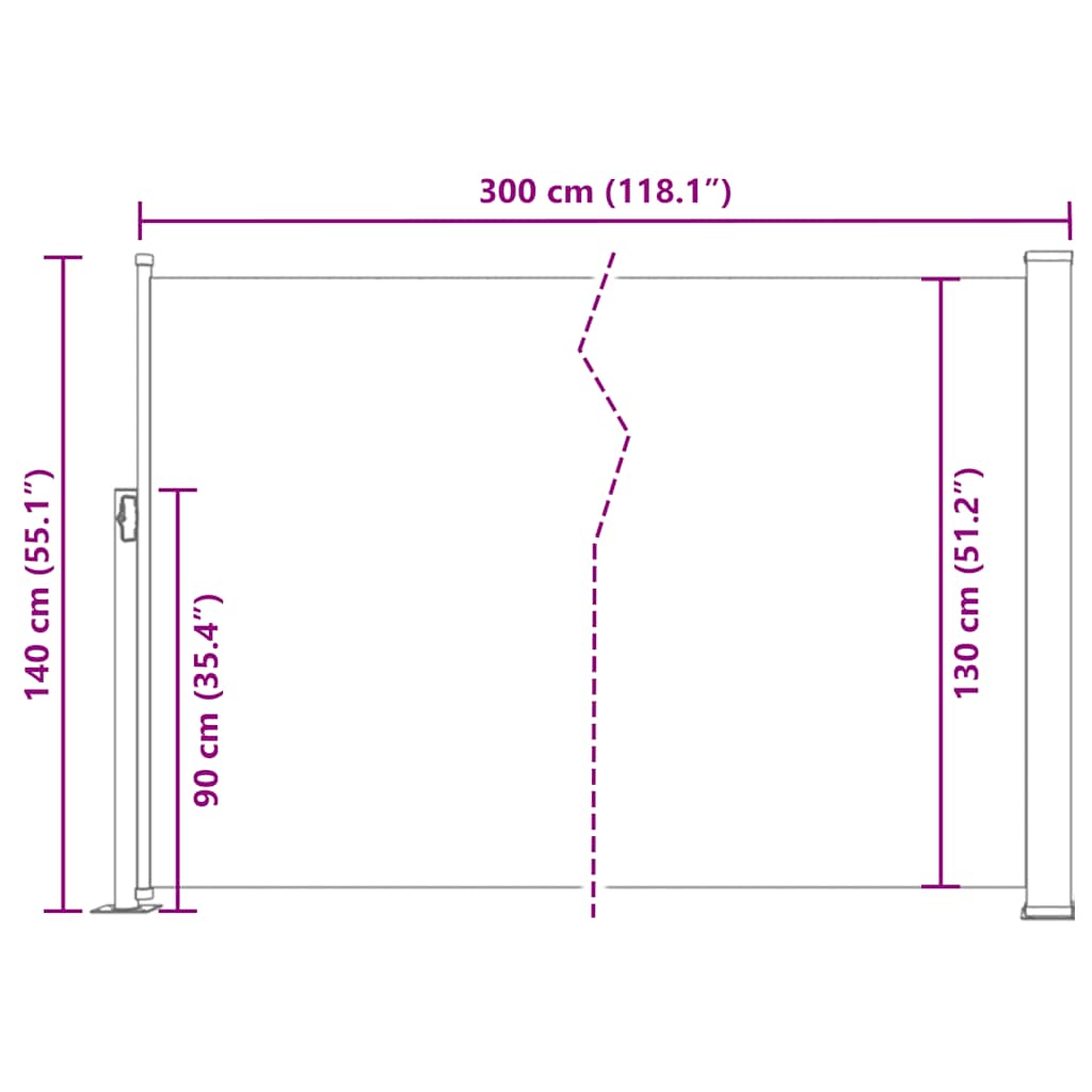 Auvent latéral extensible 140x300 cm rouge