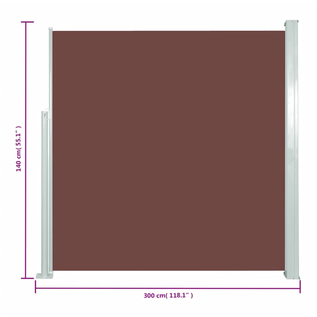 Auvent latéral extensible 140x300 cm marron