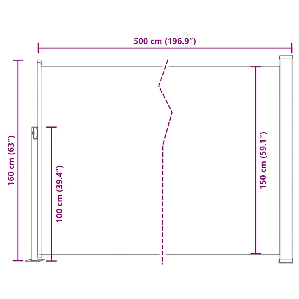Auvent latéral extensible 160x500 cm rouge