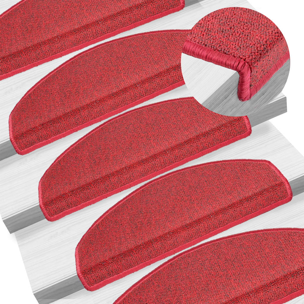 15 pcs. Stair mats Bordeaux red 65 x 24 x 4 cm