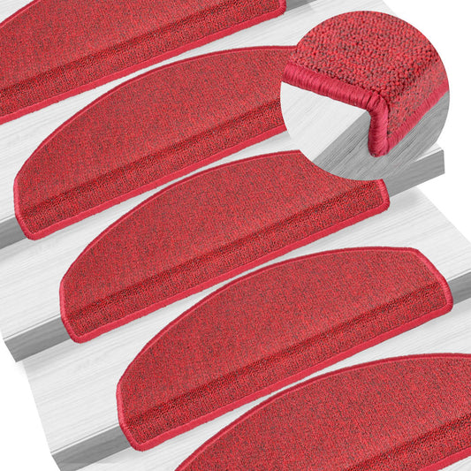15 pcs. Stair mats Bordeaux red 65 x 24 x 4 cm