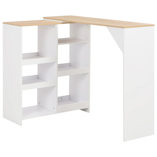 Bar table with movable shelf white 138x39x110 cm