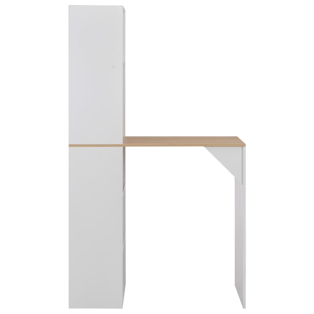 Bar table with cabinet white 115x59x200 cm