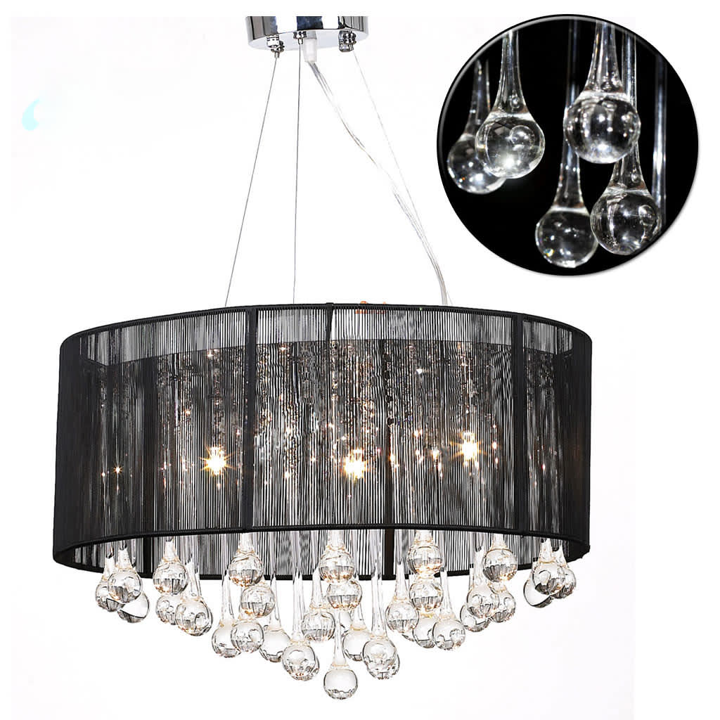 Crystal chandelier with 85 real black glass crystals